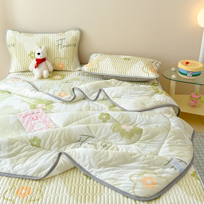 91家纺网 家纺一手货源 找家纺 （总）柒月家居 2026新款凉感丝小清新乳胶凉席夏被四件套系列