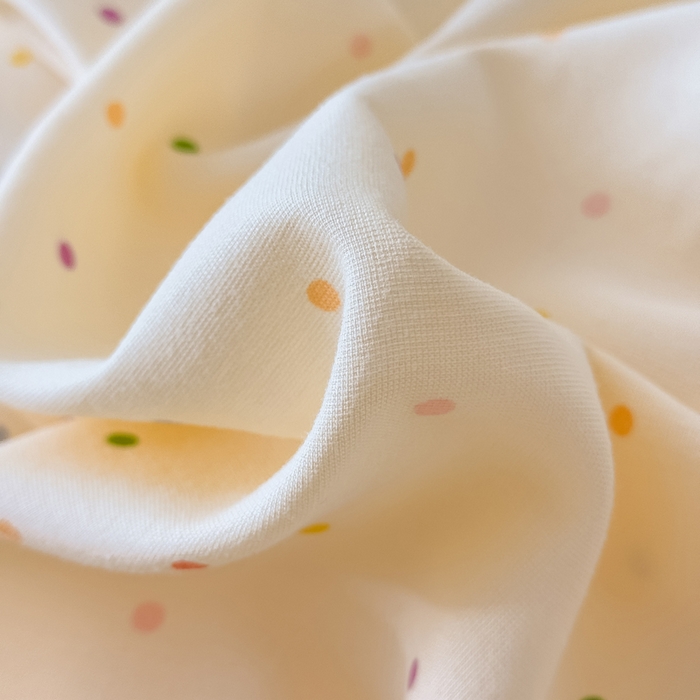 91家纺网 家纺一手货源 找家纺 晚爱家纺（原晚安家居） 2026韩版花边四件套 有氧针织双层纱天竺棉超柔小清新四件套 奶油波点