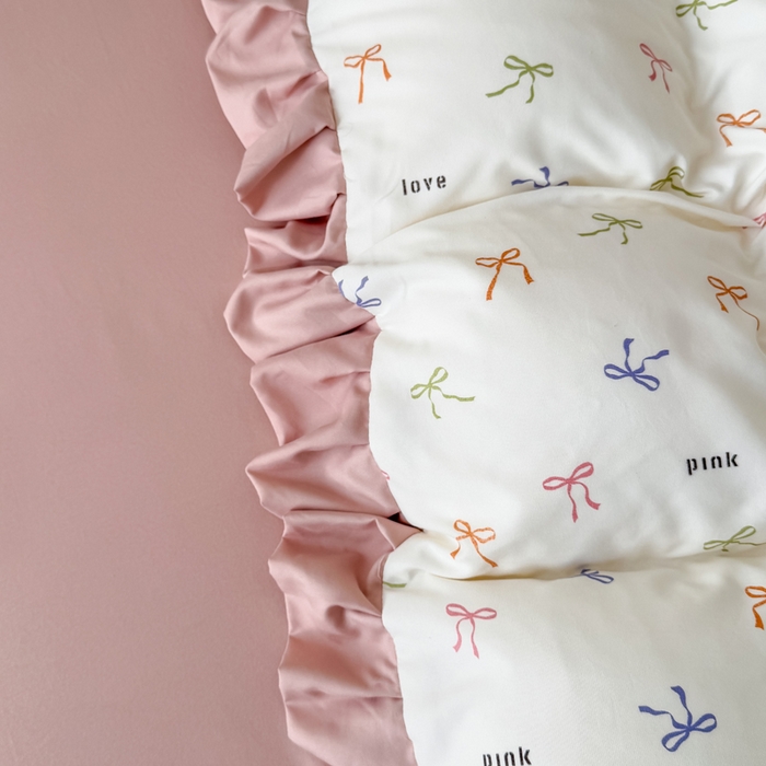 91家纺网 家纺一手货源 找家纺 晚爱家纺（原晚安家居） 2026韩版花边四件套 有氧针织双层纱天竺棉超柔小清新四件套 五彩斑斓