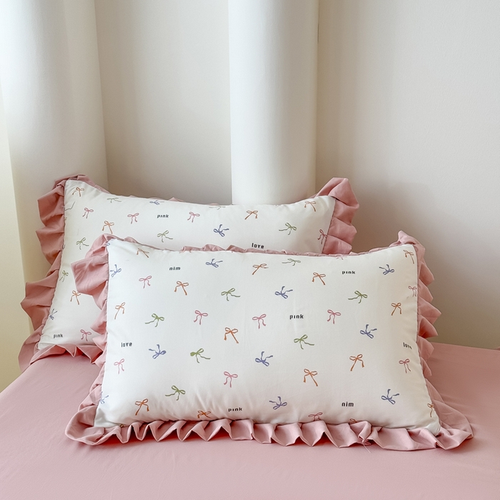 91家纺网 家纺一手货源 找家纺 晚爱家纺（原晚安家居） 2026韩版花边四件套 有氧针织双层纱天竺棉超柔小清新四件套 五彩斑斓