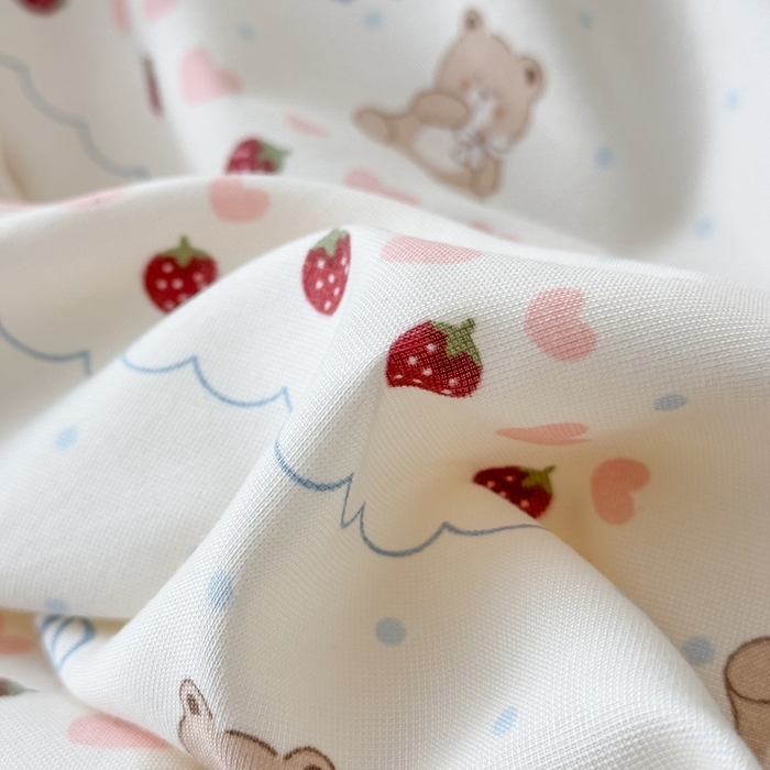 91家纺网 家纺一手货源 找家纺 晚爱家纺（原晚安家居） 2026韩版花边四件套 有氧针织双层纱天竺棉超柔小清新四件套 熊宝宝