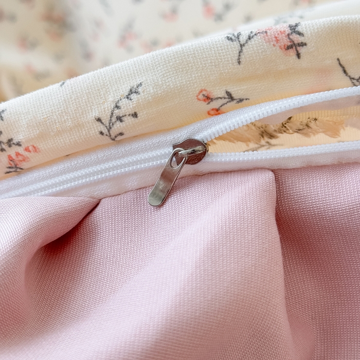 91家纺网 家纺一手货源 找家纺 晚爱家纺（原晚安家居） 2026韩版花边四件套 有氧针织双层纱天竺棉超柔小清新四件套 一束桔梗