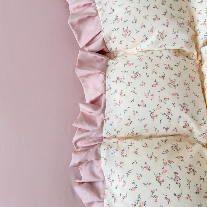 91家纺网 家纺一手货源 找家纺 晚爱家纺（原晚安家居） 2026韩版花边四件套 有氧针织双层纱天竺棉超柔小清新四件套 一束桔梗