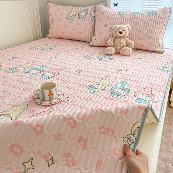 91家纺网 家纺一手货源 找家纺 柒月家居 2026新款凉感丝小清新乳胶凉席夏被四件套系列 豹纹精灵