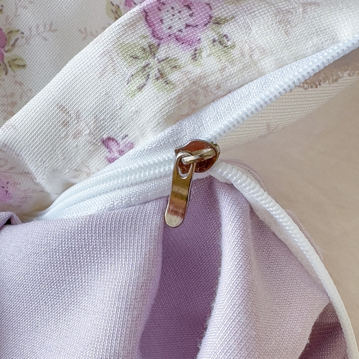 91家纺网 家纺一手货源 找家纺 晚爱家纺（原晚安家居） 2026韩版花边四件套 有氧针织双层纱天竺棉超柔小清新四件套 紫苏