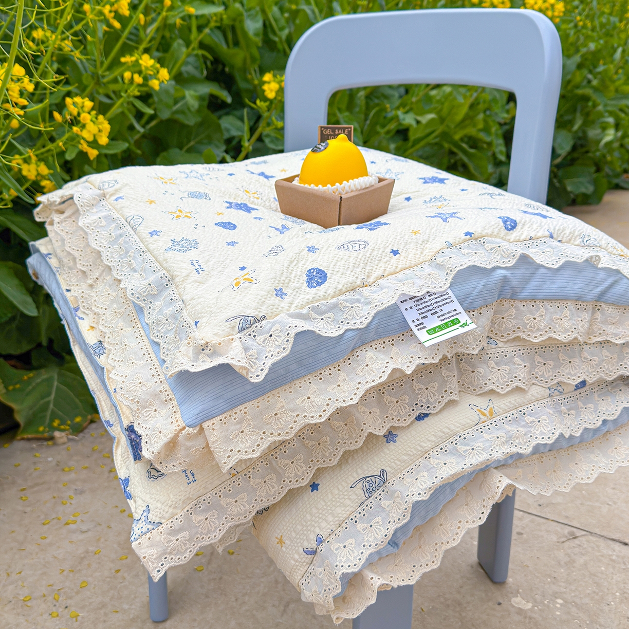 91家纺网 家纺一手货源 找家纺 弗苓家纺 2026新款高克重泡芙棉花边款夏被夏凉被空调被四件套小红书推荐-风格二 贝壳星