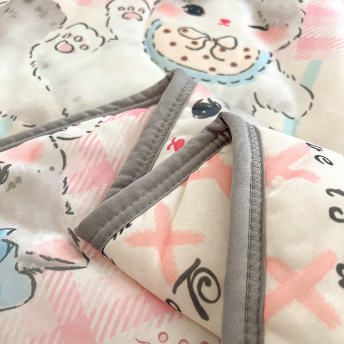 91家纺网 家纺一手货源 找家纺 柒月家居 2026新款凉感丝小清新乳胶凉席夏被四件套系列 奶盖猫咪