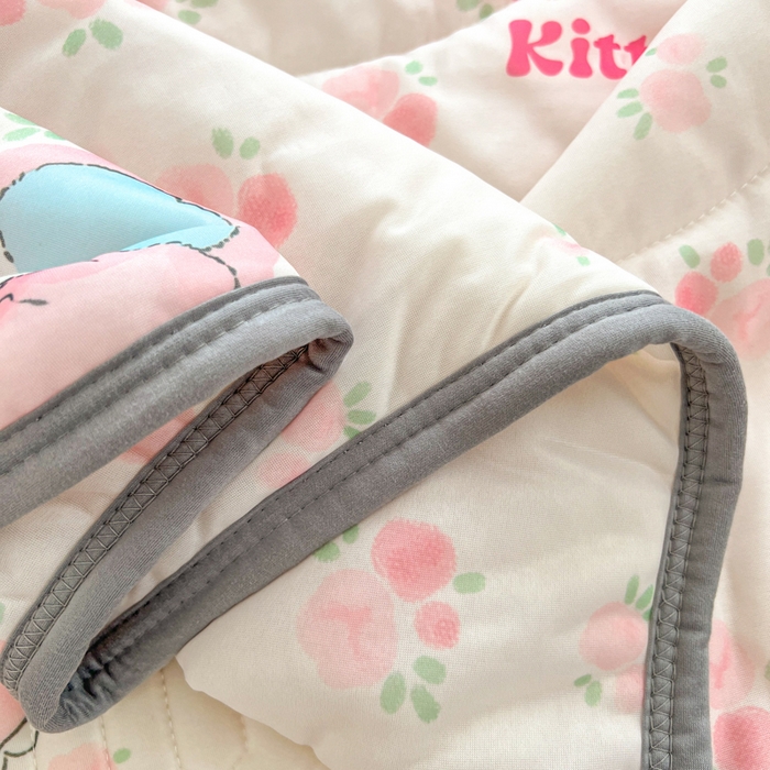 91家纺网 家纺一手货源 找家纺 柒月家居 2026新款凉感丝小清新乳胶凉席夏被四件套系列 桃桃奶猫