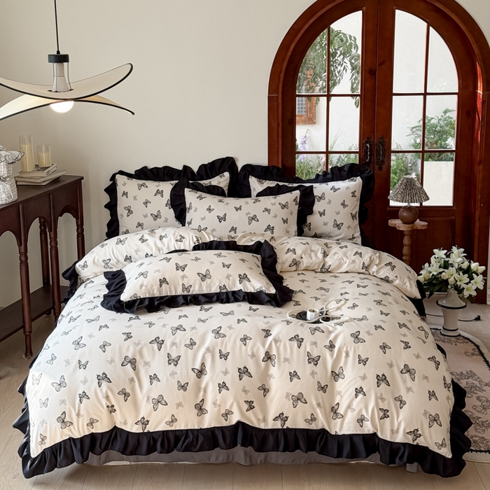 91家纺网 家纺一手货源 找家纺 （总）晚爱家纺（原晚安家居） 2026新款法式花边水洗棉四件套赫本风韩版针织云朵棉三件套