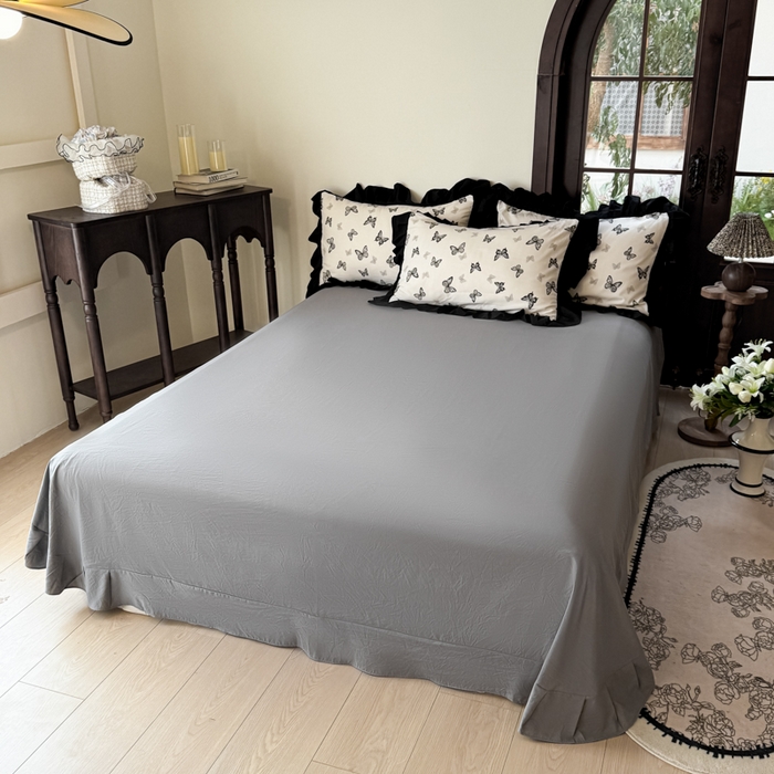 91家纺网 家纺一手货源 找家纺 （总）晚爱家纺（原晚安家居） 2026新款法式花边水洗棉四件套赫本风韩版针织云朵棉三件套