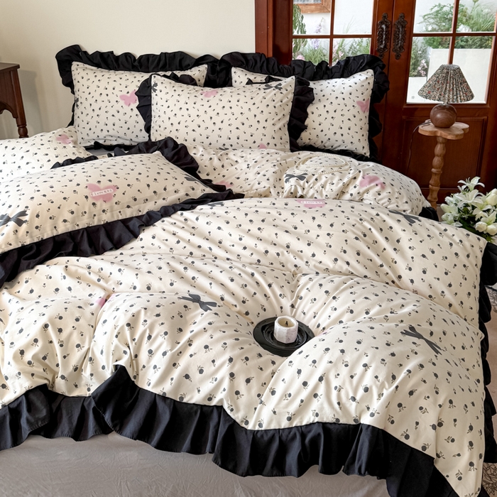 91家纺网 家纺一手货源 找家纺 （总）晚爱家纺（原晚安家居） 2026新款法式花边水洗棉四件套赫本风韩版针织云朵棉三件套