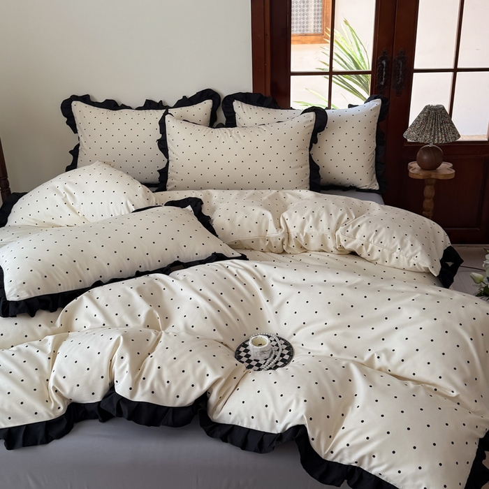 91家纺网 家纺一手货源 找家纺 （总）晚爱家纺（原晚安家居） 2026新款法式花边水洗棉四件套赫本风韩版针织云朵棉三件套