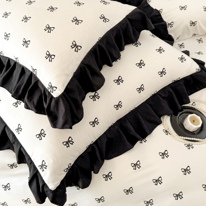 91家纺网 家纺一手货源 找家纺 晚爱家纺（原晚安家居） 2026新款法式花边水洗棉四件套赫本风韩版针织云朵棉三件套 法式风-蝴蝶结