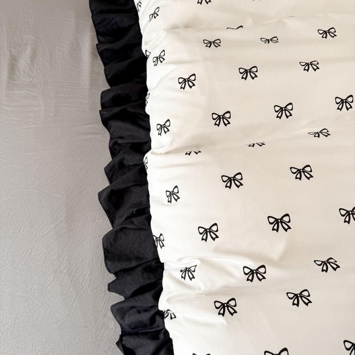 91家纺网 家纺一手货源 找家纺 晚爱家纺（原晚安家居） 2026新款法式花边水洗棉四件套赫本风韩版针织云朵棉三件套 法式风-蝴蝶结