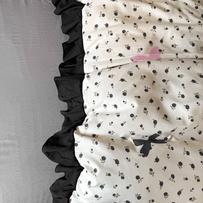 91家纺网 家纺一手货源 找家纺 晚爱家纺（原晚安家居） 2026新款法式花边水洗棉四件套赫本风韩版针织云朵棉三件套 法式风-花香