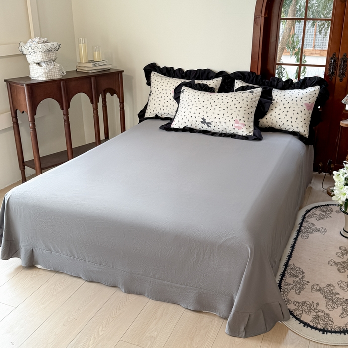 91家纺网 家纺一手货源 找家纺 晚爱家纺（原晚安家居） 2026新款法式花边水洗棉四件套赫本风韩版针织云朵棉三件套 法式风-花香