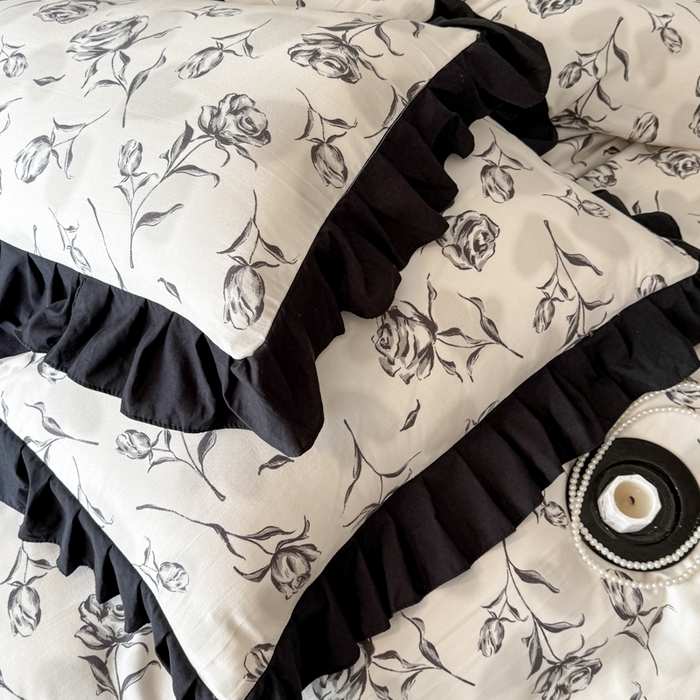 91家纺网 家纺一手货源 找家纺 晚爱家纺（原晚安家居） 2026新款法式花边水洗棉四件套赫本风韩版针织云朵棉三件套 法式风-玫瑰