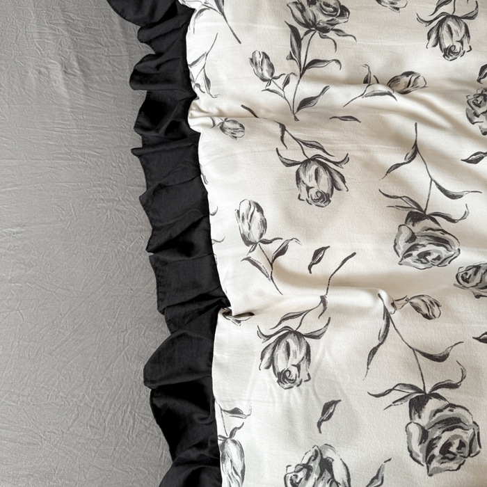 91家纺网 家纺一手货源 找家纺 晚爱家纺（原晚安家居） 2026新款法式花边水洗棉四件套赫本风韩版针织云朵棉三件套 法式风-玫瑰