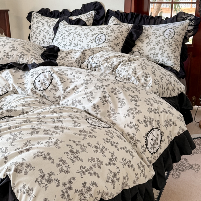 91家纺网 家纺一手货源 找家纺 晚爱家纺（原晚安家居） 2026新款法式花边水洗棉四件套赫本风韩版针织云朵棉三件套 法式风-庄园