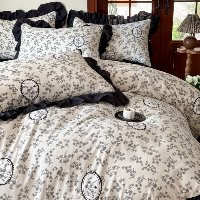 91家纺网 家纺一手货源 找家纺 晚爱家纺（原晚安家居） 2026新款法式花边水洗棉四件套赫本风韩版针织云朵棉三件套 法式风-庄园