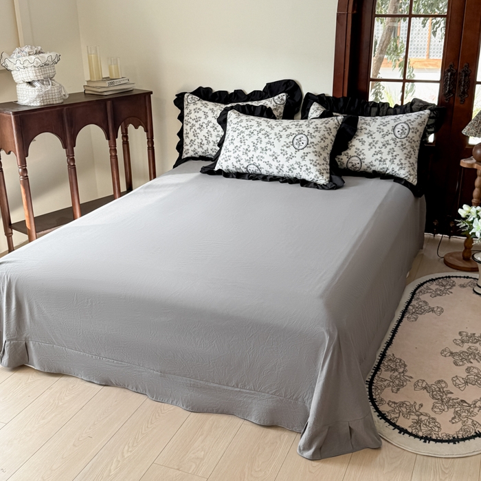 91家纺网 家纺一手货源 找家纺 晚爱家纺（原晚安家居） 2026新款法式花边水洗棉四件套赫本风韩版针织云朵棉三件套 法式风-庄园