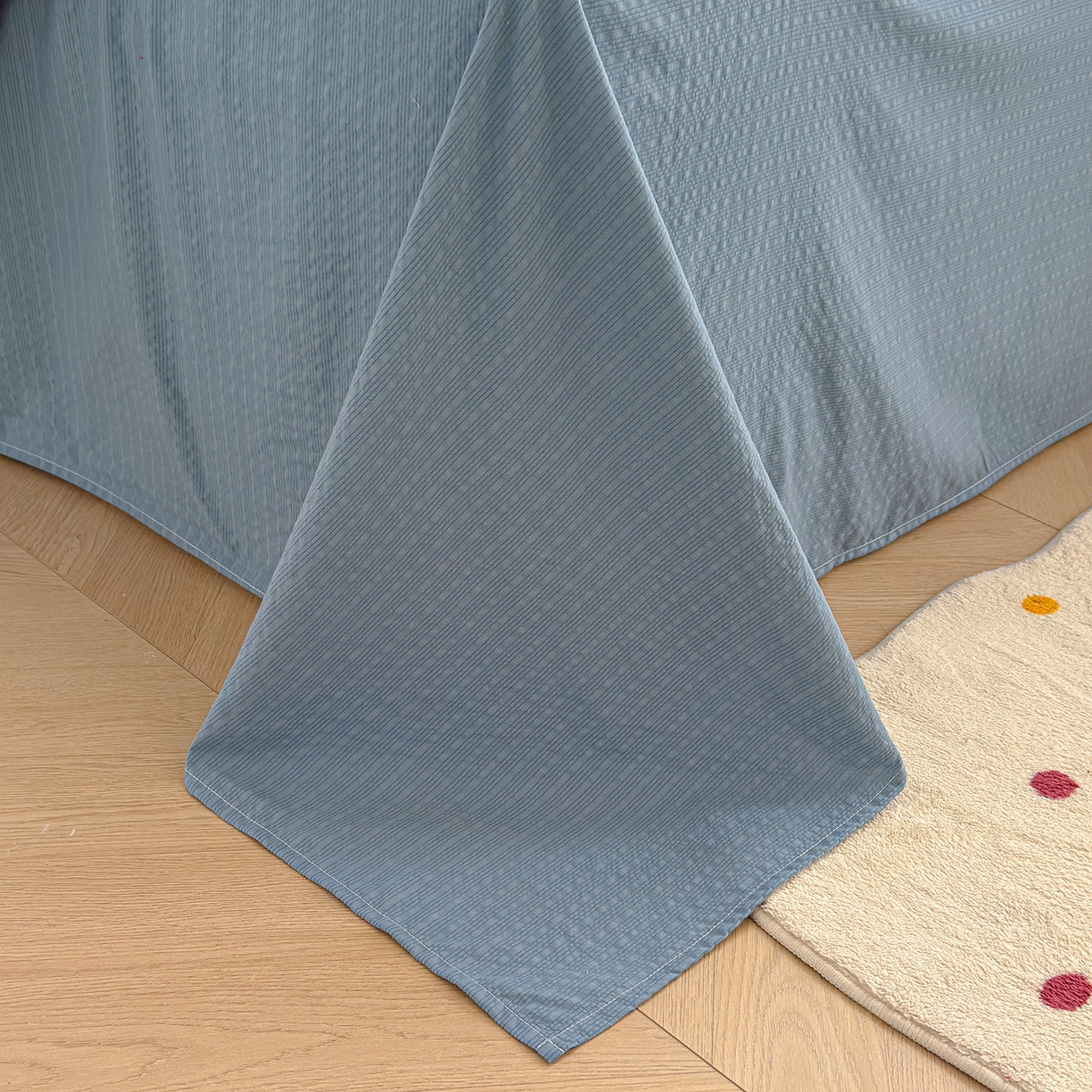 91家纺网 家纺一手货源 找家纺 弗苓家纺 2026新款高克重泡芙棉花边款夏被夏凉被空调被四件套小红书推荐-风格二 浅川纹