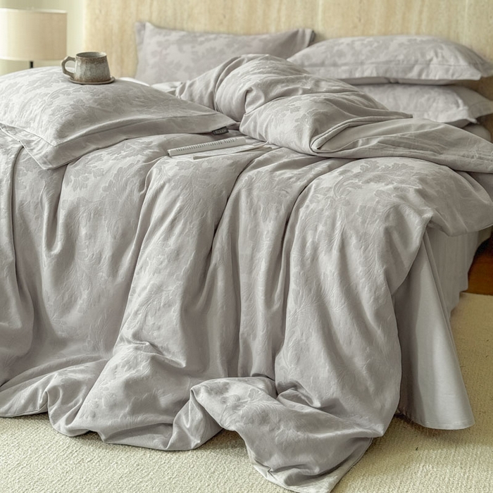 91家纺网 家纺一手货源 找家纺 （总）莱豫家纺 2026春夏新款长绒棉全棉纯棉水洗浮雕提花四件套