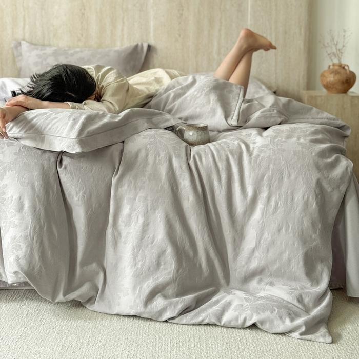 91家纺网 家纺一手货源 找家纺 （总）莱豫家纺 2026春夏新款长绒棉全棉纯棉水洗浮雕提花四件套