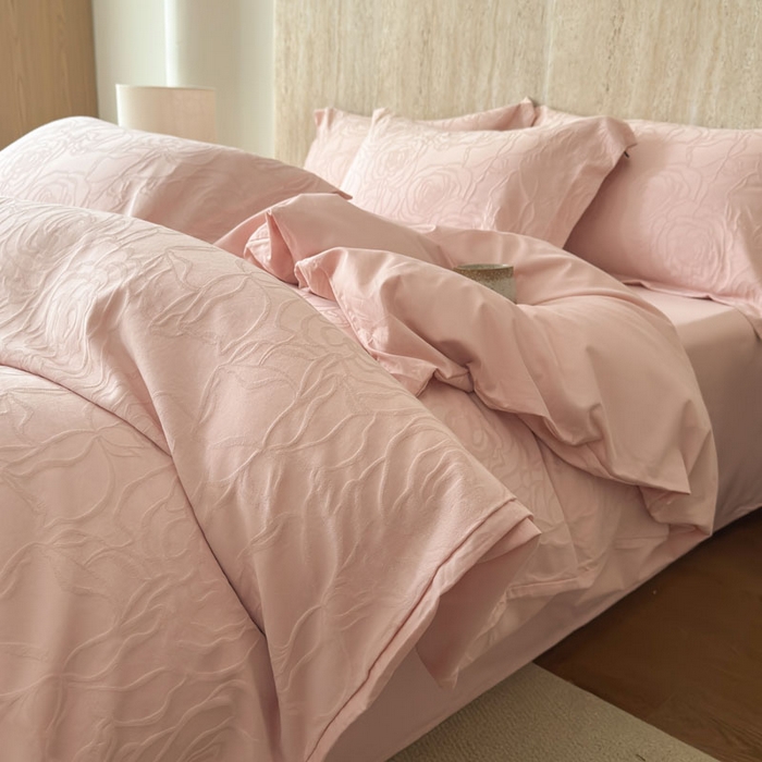 91家纺网 家纺一手货源 找家纺 （总）莱豫家纺 2026春夏新款长绒棉全棉纯棉水洗浮雕提花四件套