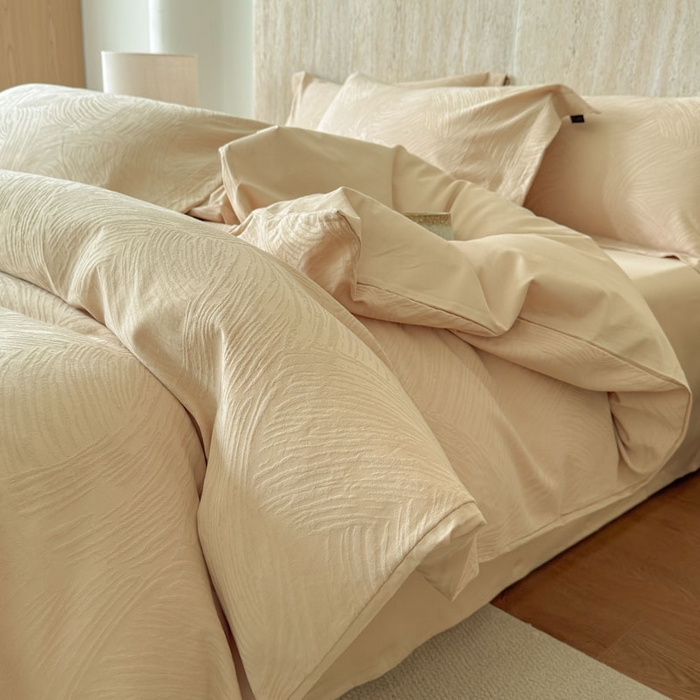 91家纺网 家纺一手货源 找家纺 （总）莱豫家纺 2026春夏新款长绒棉全棉纯棉水洗浮雕提花四件套