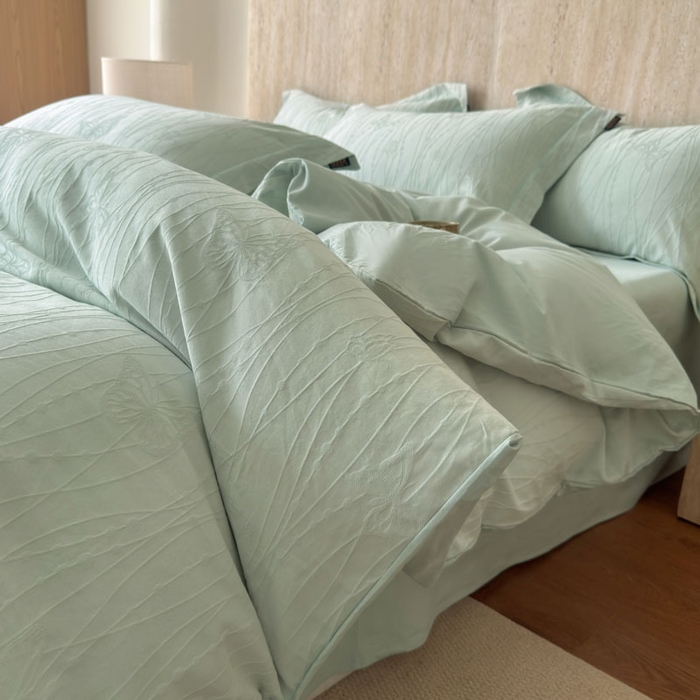 91家纺网 家纺一手货源 找家纺 （总）莱豫家纺 2026春夏新款长绒棉全棉纯棉水洗浮雕提花四件套