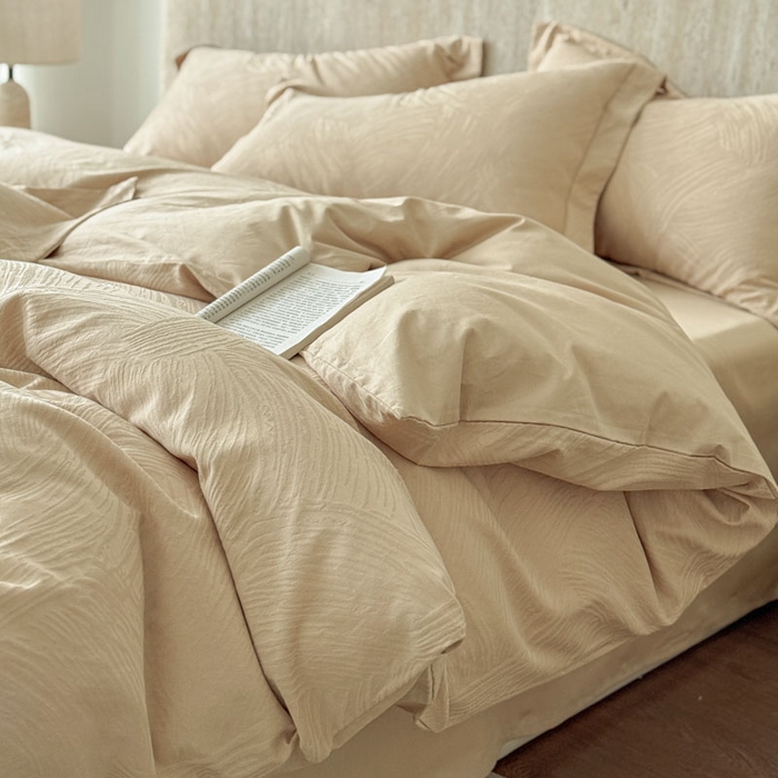 91家纺网 家纺一手货源 找家纺 莱豫家纺 2026春夏新款长绒棉全棉纯棉水洗浮雕提花四件套 罗熙