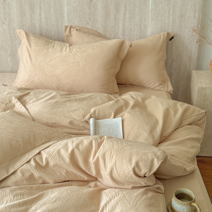 91家纺网 家纺一手货源 找家纺 莱豫家纺 2026春夏新款长绒棉全棉纯棉水洗浮雕提花四件套 罗熙