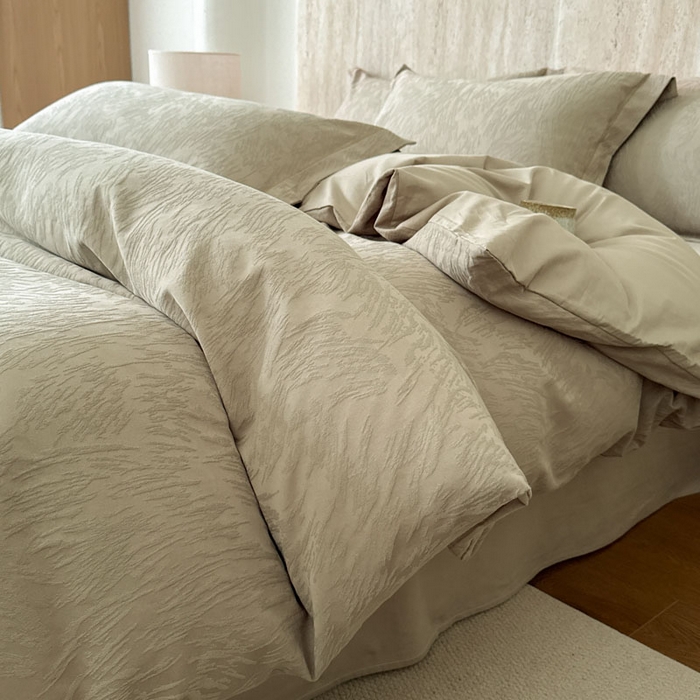 莱豫家纺 2026春夏新款长绒棉全棉纯棉水洗浮雕提花四件套 魅奇