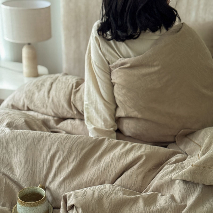 91家纺网 家纺一手货源 找家纺 莱豫家纺 2026春夏新款长绒棉全棉纯棉水洗浮雕提花四件套 魅奇