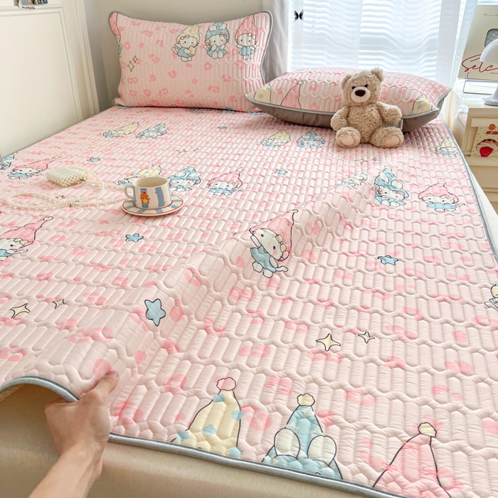 91家纺网 家纺一手货源 找家纺 柒月家居 2026新款凉感丝小清新乳胶凉席 豹纹精灵