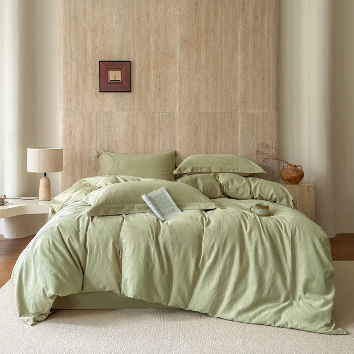 91家纺网 家纺一手货源 找家纺 莱豫家纺 2026春夏新款长绒棉全棉纯棉水洗浮雕提花四件套 悠丽