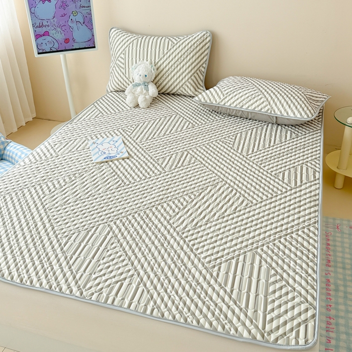 91家纺网 家纺一手货源 找家纺 柒月家居 2026新款凉感丝小清新乳胶凉席 格调