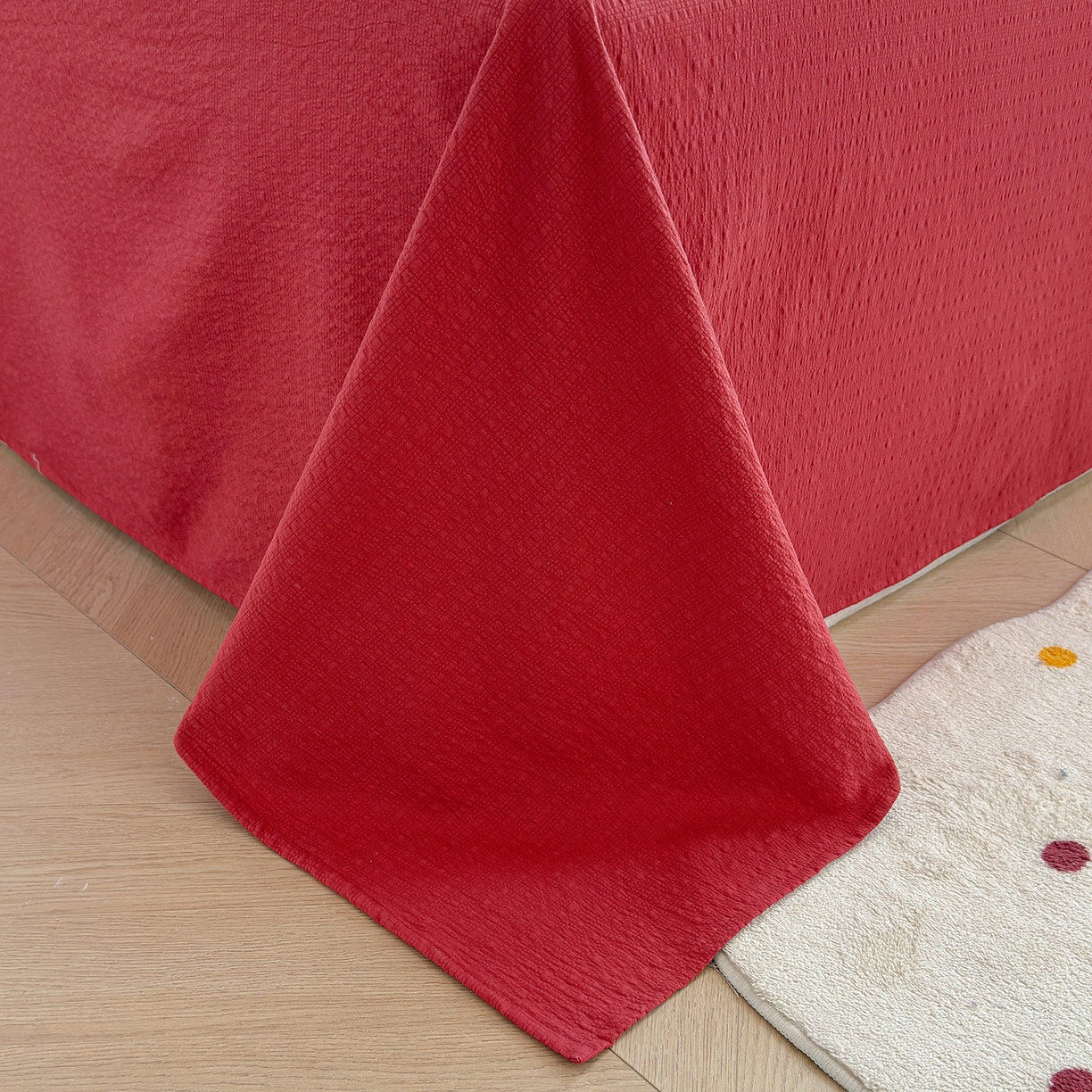 91家纺网 家纺一手货源 找家纺 弗苓家纺 2026新款高克重泡芙棉花边款夏被夏凉被空调被四件套小红书推荐-风格二 躲雨小兔