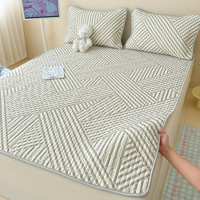 91家纺网 家纺一手货源 找家纺 柒月家居 2026新款凉感丝小清新乳胶凉席 格调