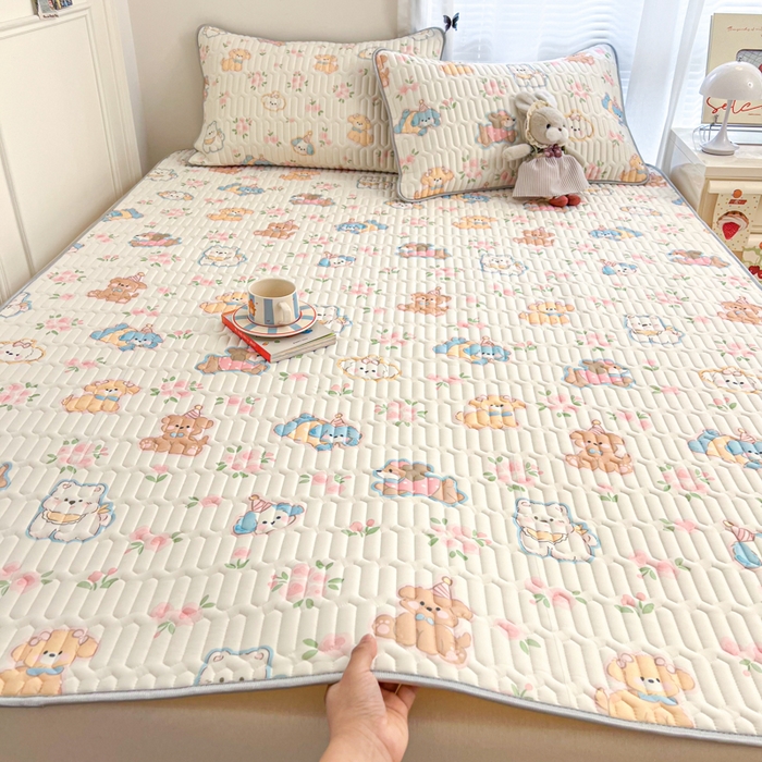 柒月家居 2026新款凉感丝小清新乳胶凉席 碎花派对