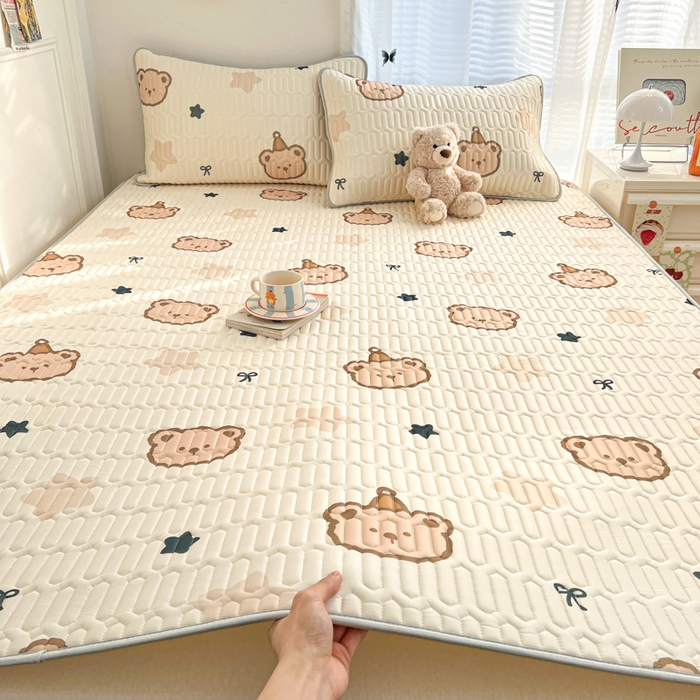 柒月家居 2026新款凉感丝小清新乳胶凉席 星梦小熊