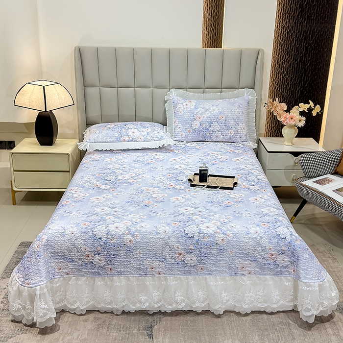 91家纺网 家纺一手货源 找家纺 冬然家纺 2026新款数码印花纯棉单床盖床盖单件单品床盖 春天花园