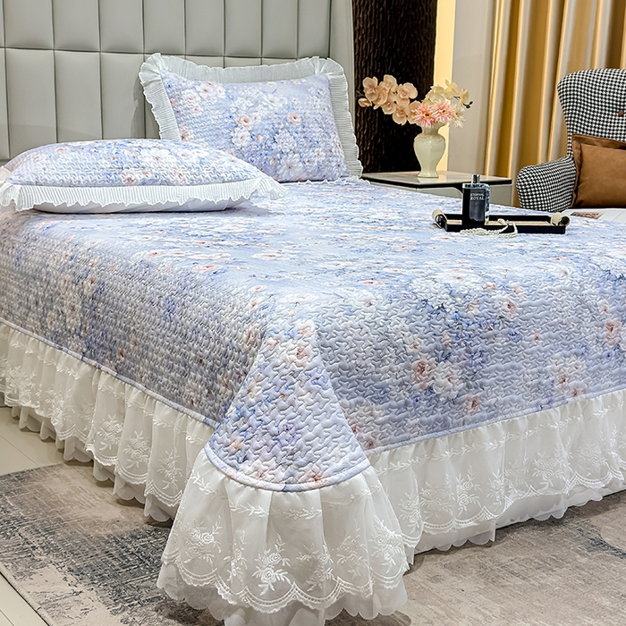 91家纺网 家纺一手货源 找家纺 冬然家纺 2026新款数码印花纯棉单床盖床盖单件单品床盖 春天花园