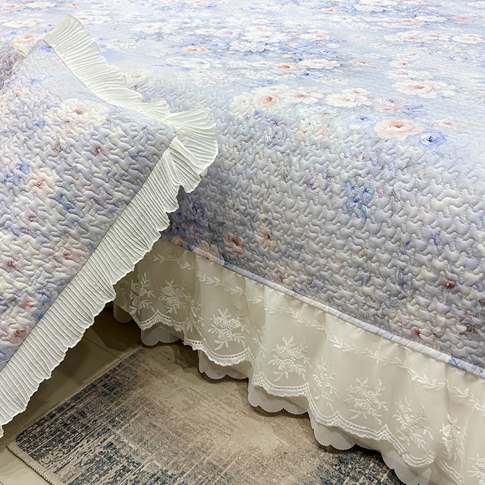 91家纺网 家纺一手货源 找家纺 冬然家纺 2026新款数码印花纯棉单床盖床盖单件单品床盖 春天花园