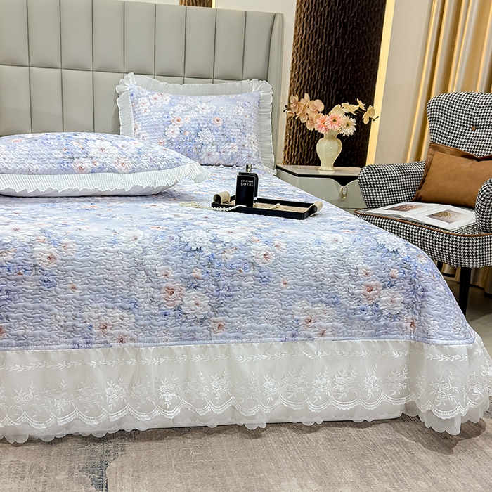 91家纺网 家纺一手货源 找家纺 冬然家纺 2026新款数码印花纯棉单床盖床盖单件单品床盖 春天花园