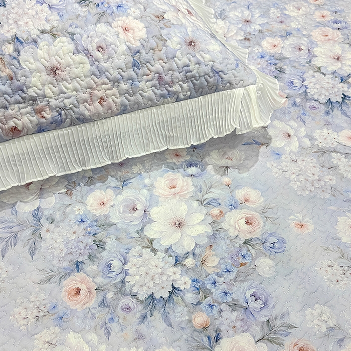 91家纺网 家纺一手货源 找家纺 冬然家纺 2026新款数码印花纯棉单床盖床盖单件单品床盖 春天花园