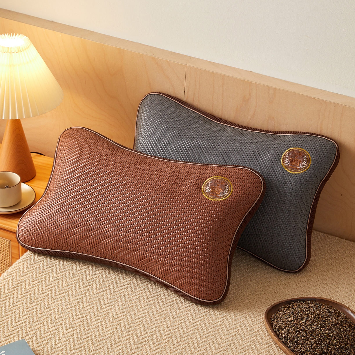 91家纺网 家纺一手货源 找家纺 缦吉 2026新款PE豆豆双面荞麦枕头 组合图