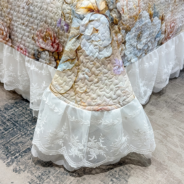 91家纺网 家纺一手货源 找家纺 冬然家纺 2026新款数码印花纯棉单床盖床盖单件单品床盖 富贵牡丹-金