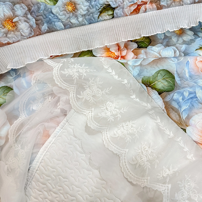 91家纺网 家纺一手货源 找家纺 冬然家纺 2026新款数码印花纯棉单床盖床盖单件单品床盖 花香四季